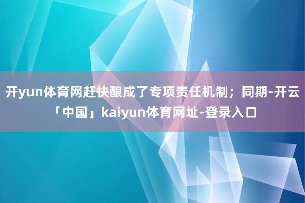 开yun体育网赶快酿成了专项责任机制；同期-开云「中国」kaiyun体育网址-登录入口