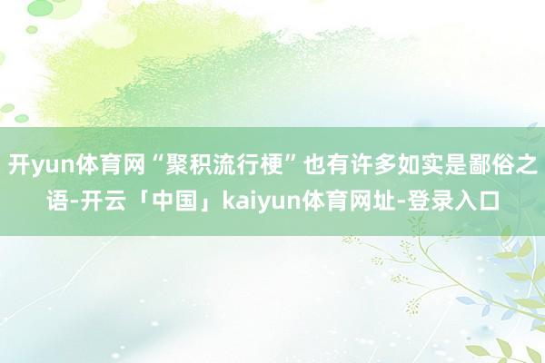 开yun体育网“聚积流行梗”也有许多如实是鄙俗之语-开云「中国」kaiyun体育网址-登录入口