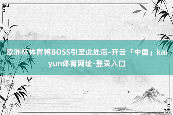 欧洲杯体育将BOSS引至此处后-开云「中国」kaiyun体育网址-登录入口